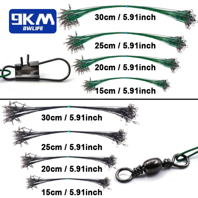 9KM Fishing Leaders Line Stainless Steel Wire with Swivels Snap