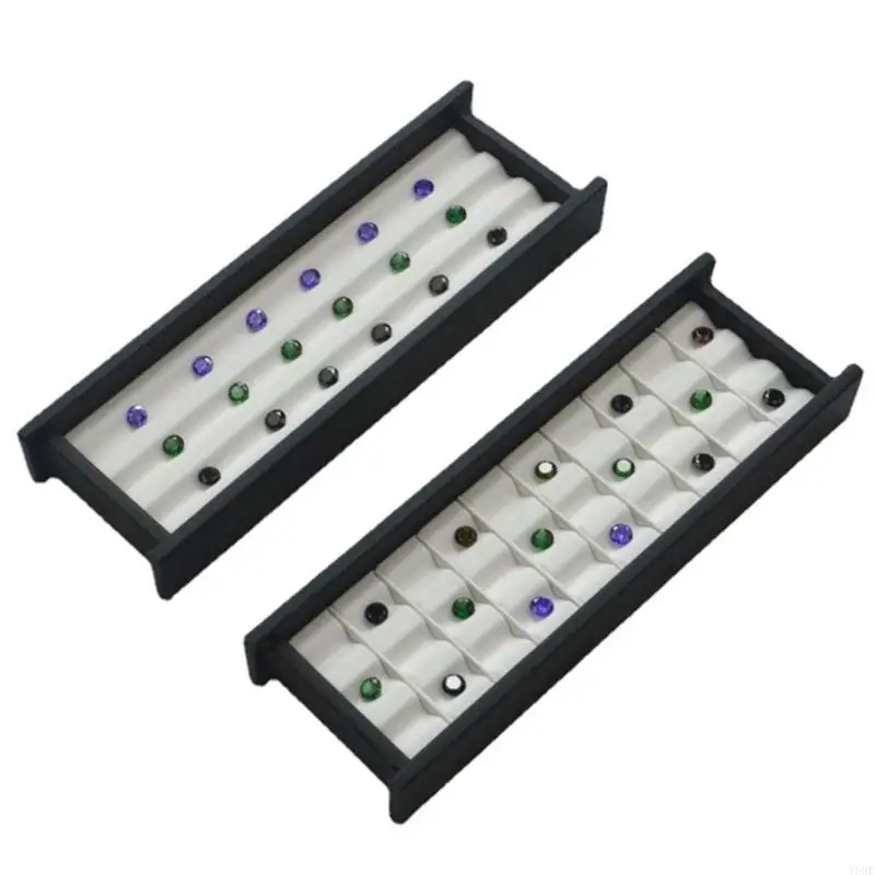 Kompakte, mit Leder ausgekleidete Schmuckvitrine mit Fächern zur Aufbewahrung von Edelsteinen, Kristallen und Diamanten Y08E – Detail 10