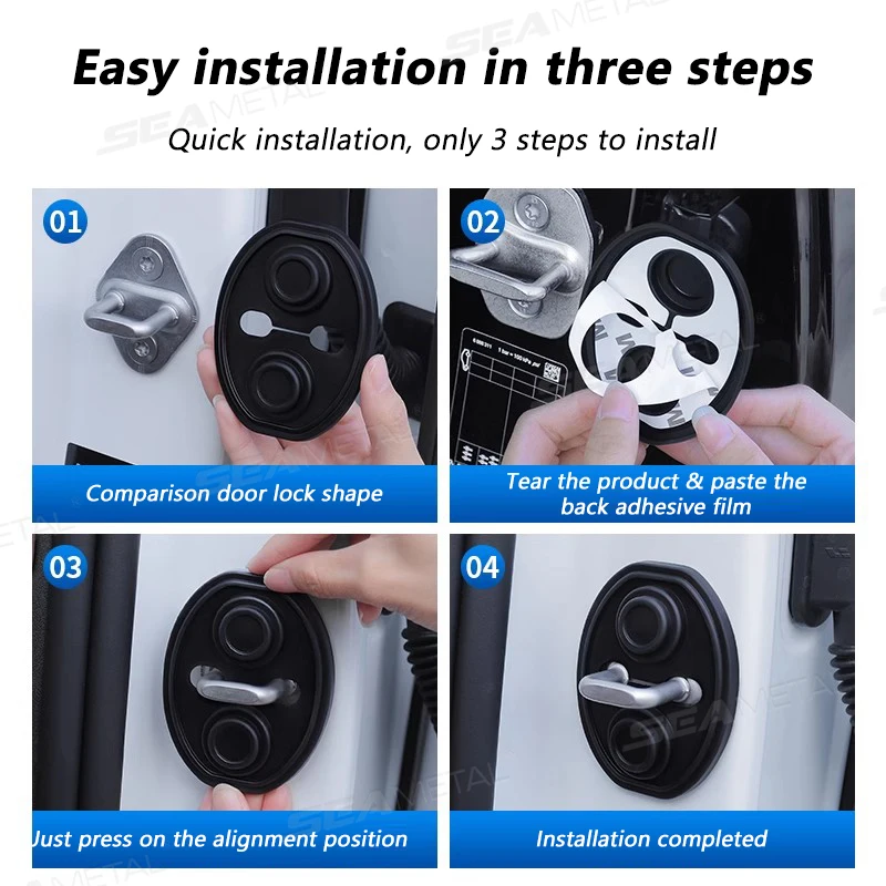 4pcs Silicone Car Door Lock Buckle Mute Shock Absorbing Cushion Elastic Anti-Collision Car Door Latch Protection Cover