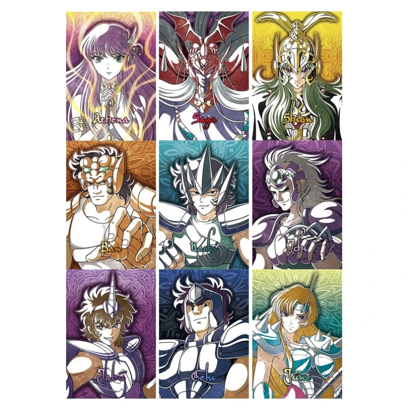 

9pcs/set Saint Seiya Shiryu Phoenix Ikki Hyoga Animation Characters Flash Card Anime Classics Game Collection Cards Toy Gift