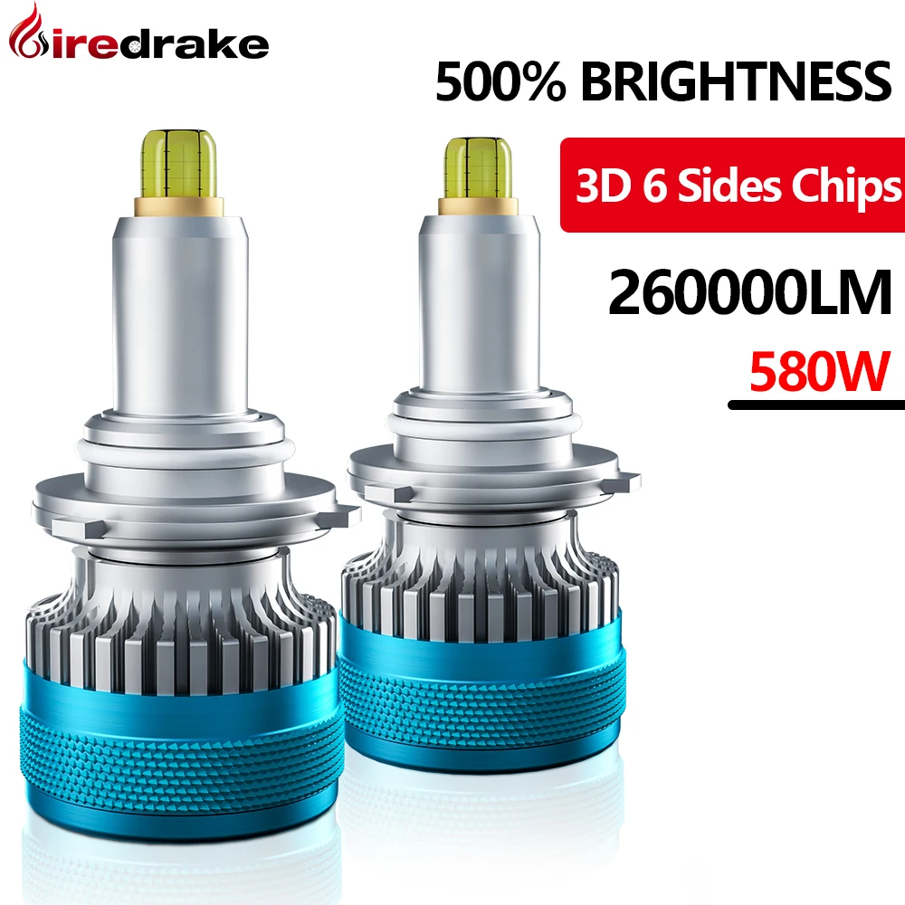 Автомобильные фары Firedrake V11 светодиодный, автомобильные фары H1 H7 H11 9005 9006 9012 высокой мощности 360 580 Вт 6000K лм