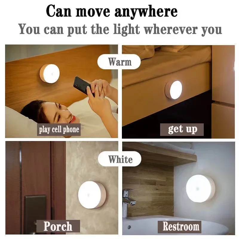 LED Motion Sensor Night Light USB Rechargeable Night Lamp For Kitchen Cabinet Wardrobe Lamp Staircase Wireless LED Closet Light