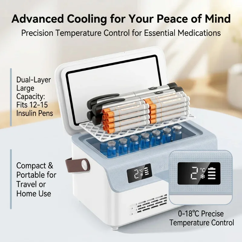Insulin Refrigerator With Upper And Lower Double-layer Design Rapid Cooling USB Charging Insulin Cooler With Battery Mini Smart