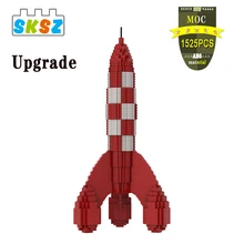 

MOC Upgrade The Adventures of TintinED Rocket Building Blocks Model High-Tech Anime Movie Construction Bricks Toys Gift for Kids