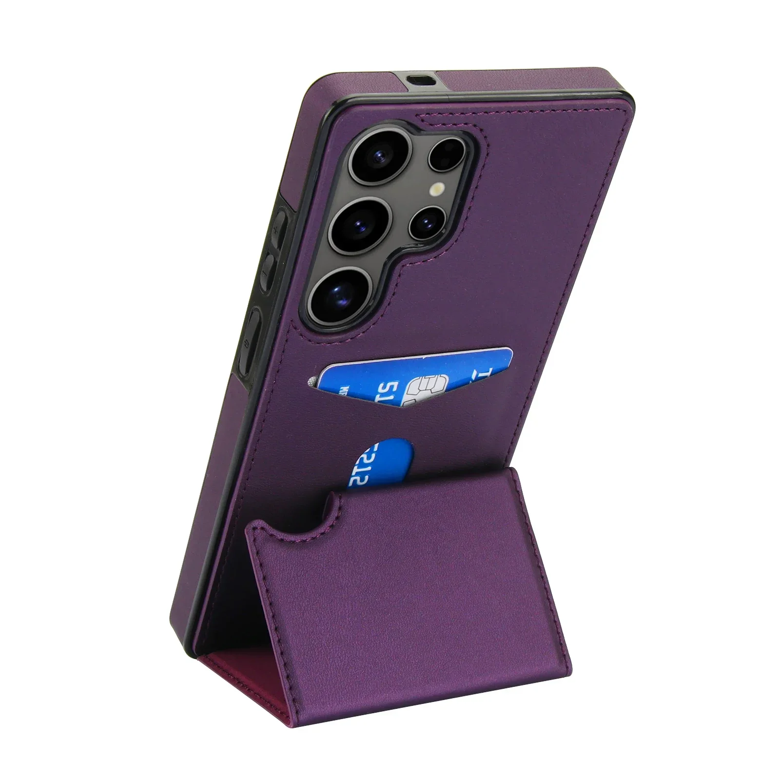 Luxury Leather Wallet Case with Card Holder and Shockproof Back Cover