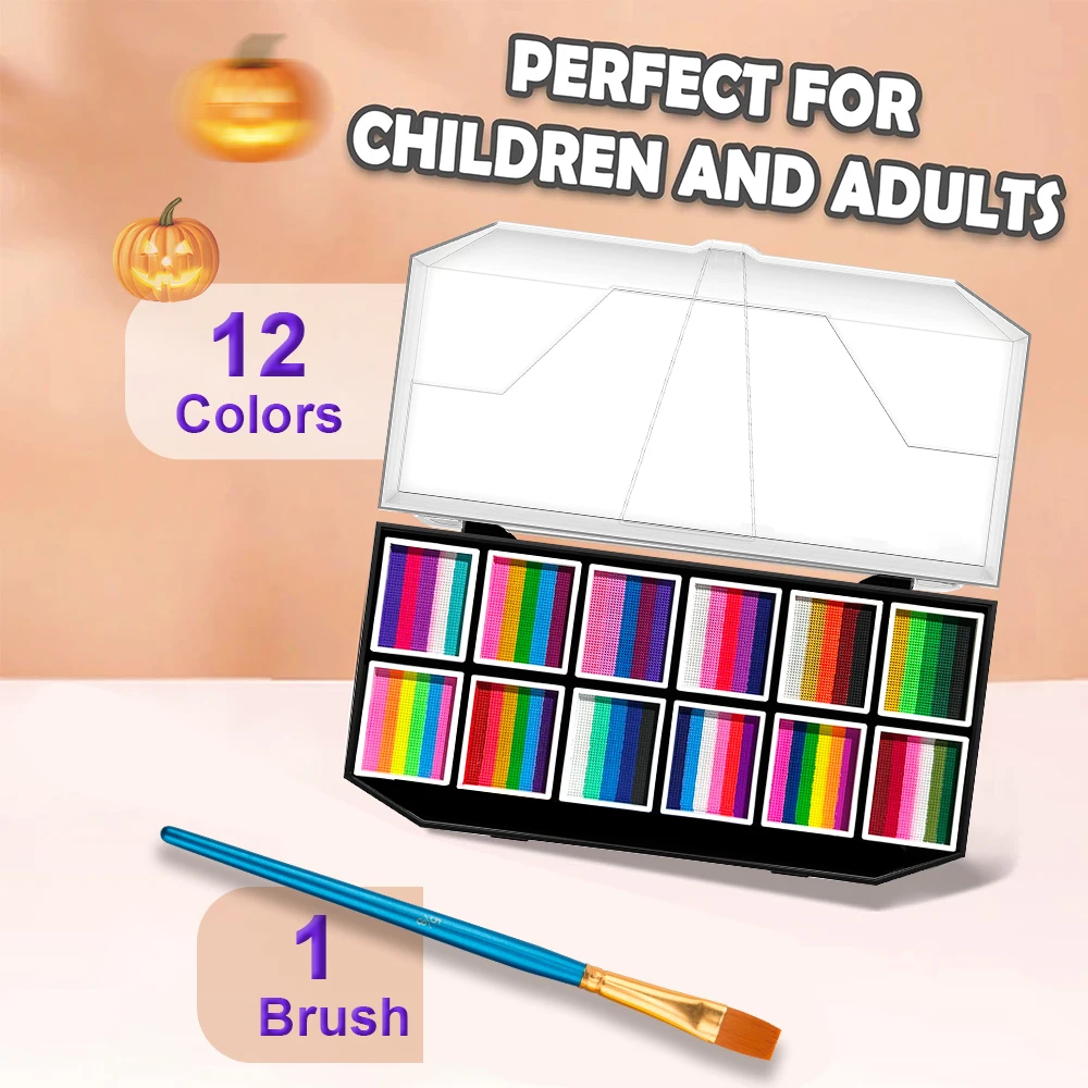 12 Grids colors Face painting Body paint Makeup rainbow Water-based Colorful Painting Set Christmas Palette for Adults and Kids 5