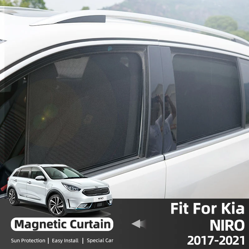 Магнитный автомобильный солнцезащитный козырек для Kia NIRO 2017-2022 DE, Затемняющая занавеска на переднее и заднее стекло, Затемняющая занавеска на боковое окно автомобиля, солнцезащитный козырек