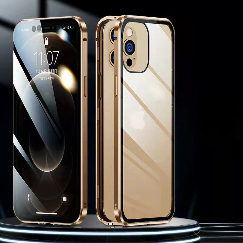 360° Full Protection Magnetic Phone Case with Double-Sided HD Clear Glass Cover