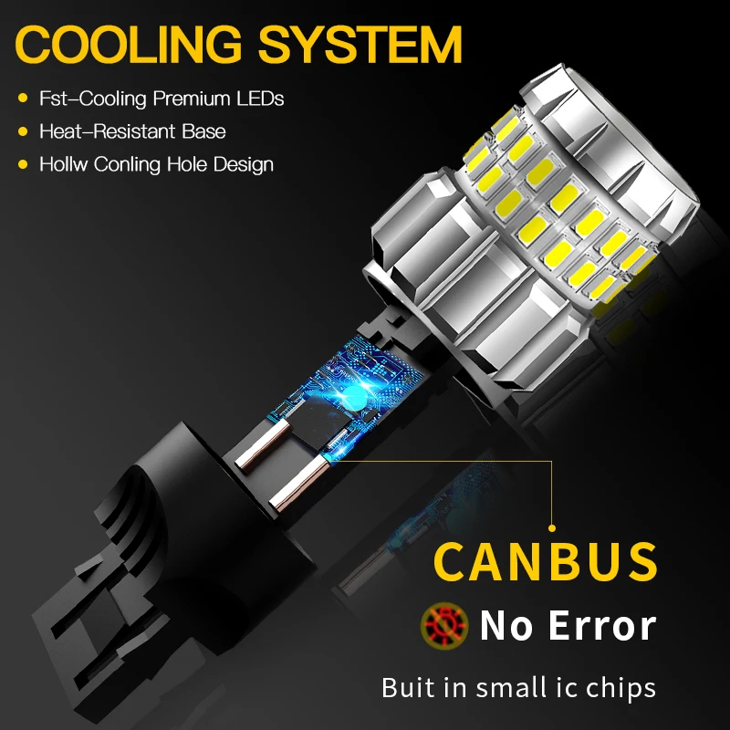 2PCS T25 3157 LED 방향 지시등 3156 P27W 전구 (닷지 저니/차저/캘리버용), 노란색 표시등 전구 캔버스 오류 없음 12V