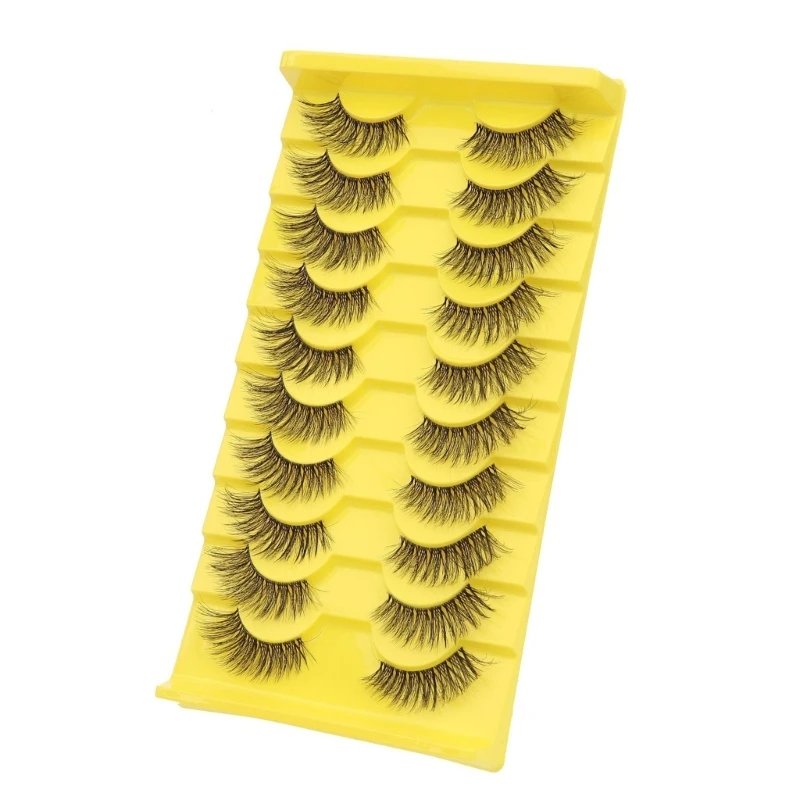 

10 Pairs Half Lashes with Clear Band Wispy Eyelashes Natural Look 3D Lashes Short Cat-Eye Lash Fake-Eyelashes