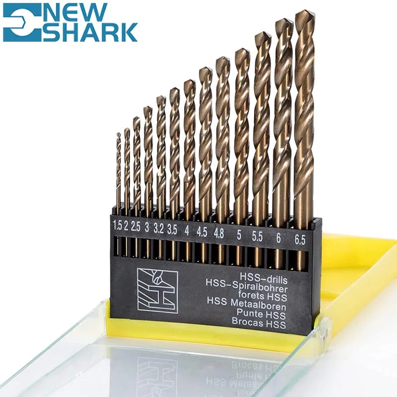 

13pcs M35 Cobalt Round Straight Handle Metric Drill bit Set 1.5mm-6.5mm Drill Bits Suitable for Stainless Steel Hard Metal
