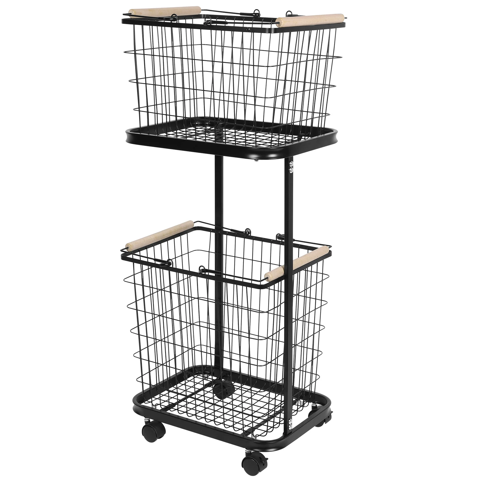 2 Tier Metal Storage Cart with Wheels Wire Laundry Hamper Cart Laundry Hamper Trolley for Laundry Room Bathroom Bedroom