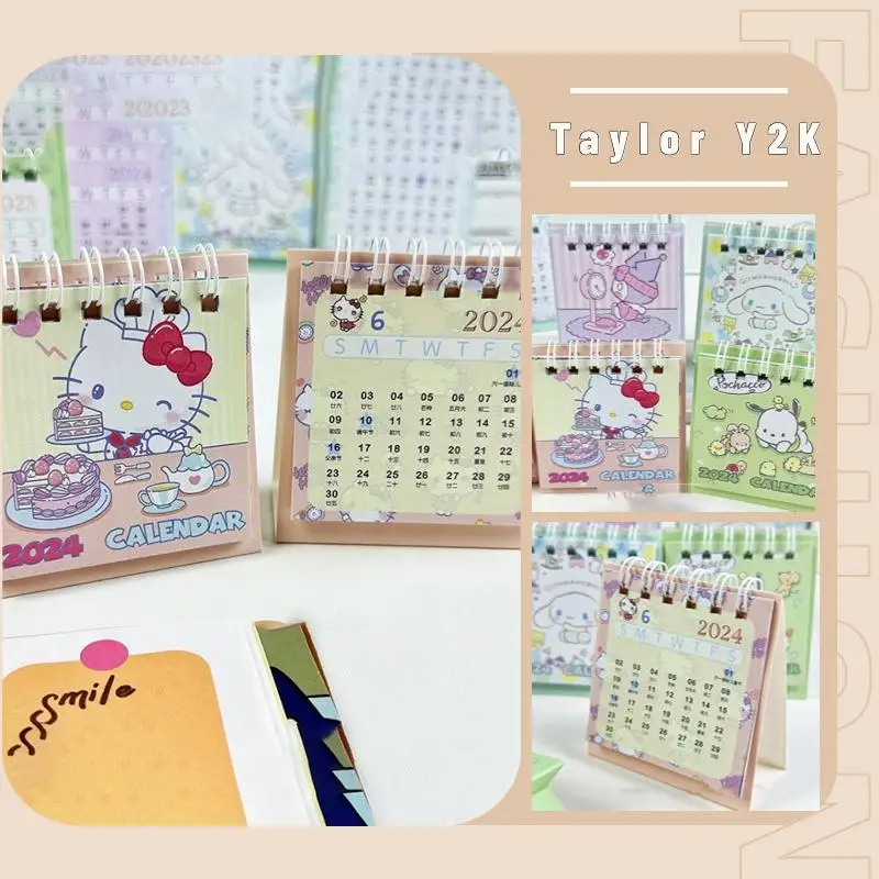 

2024 Sanrio Hello Kitty Calendar Anime Kuromi Cinnamoroll Pachacco Desk Calendar kawaii High Beauty Ins Desktop Monthly Calendar