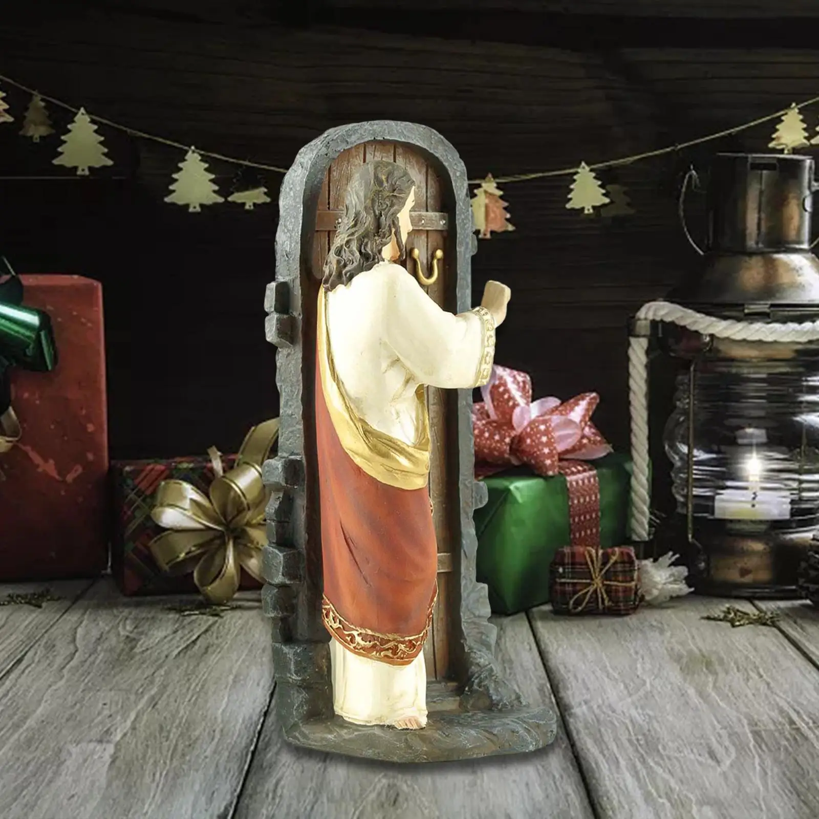 

5inch Christmas Jesus Knocking at Door Statue Figure Decorative Religious