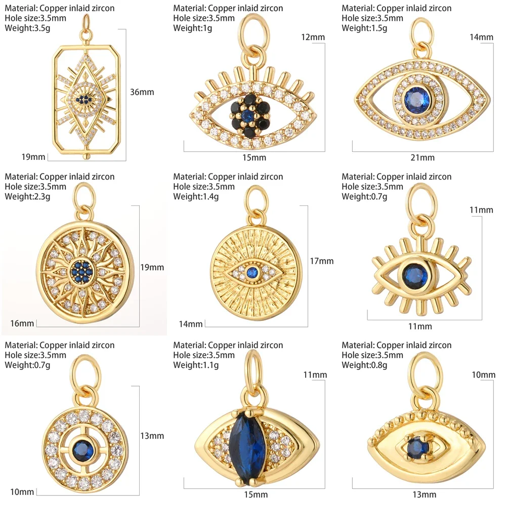 터키어 이블 블루 아이 디자이너 쥬얼리 만들기 대량 Spplies 고스 CZ 리얼 골드 도금 Diy 귀걸이 팔찌 목걸이