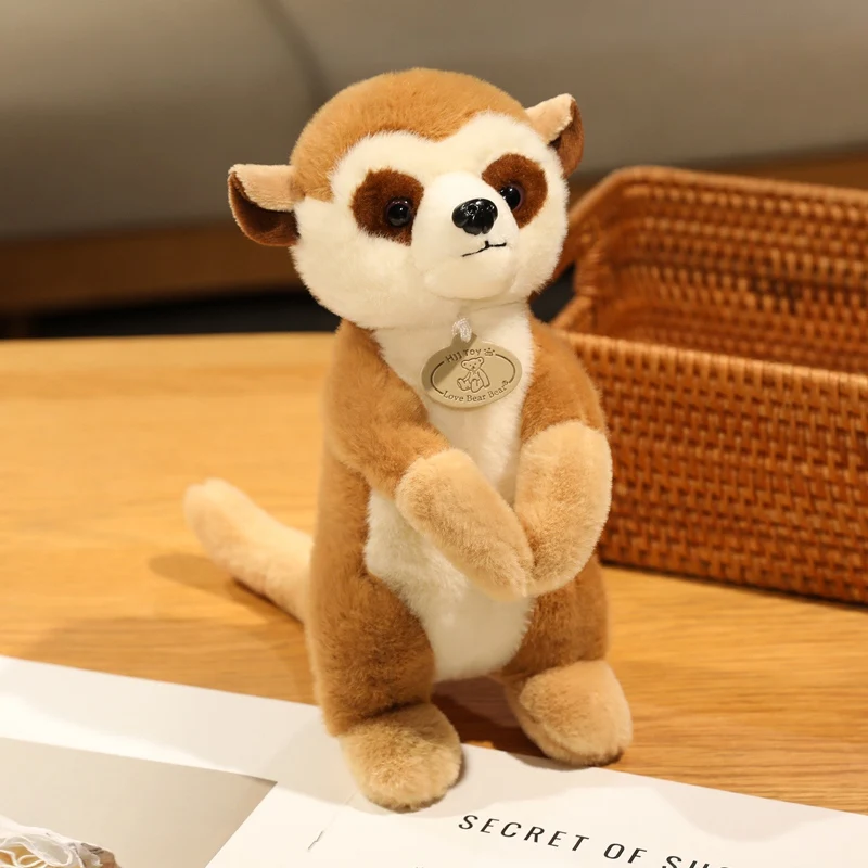 Hot Lifelike Meerkat Plush Toy Soft Stuffed Wild Lemur Doll Cute Funny Anime Animal Desktop Pet for Kids Birthday Gift