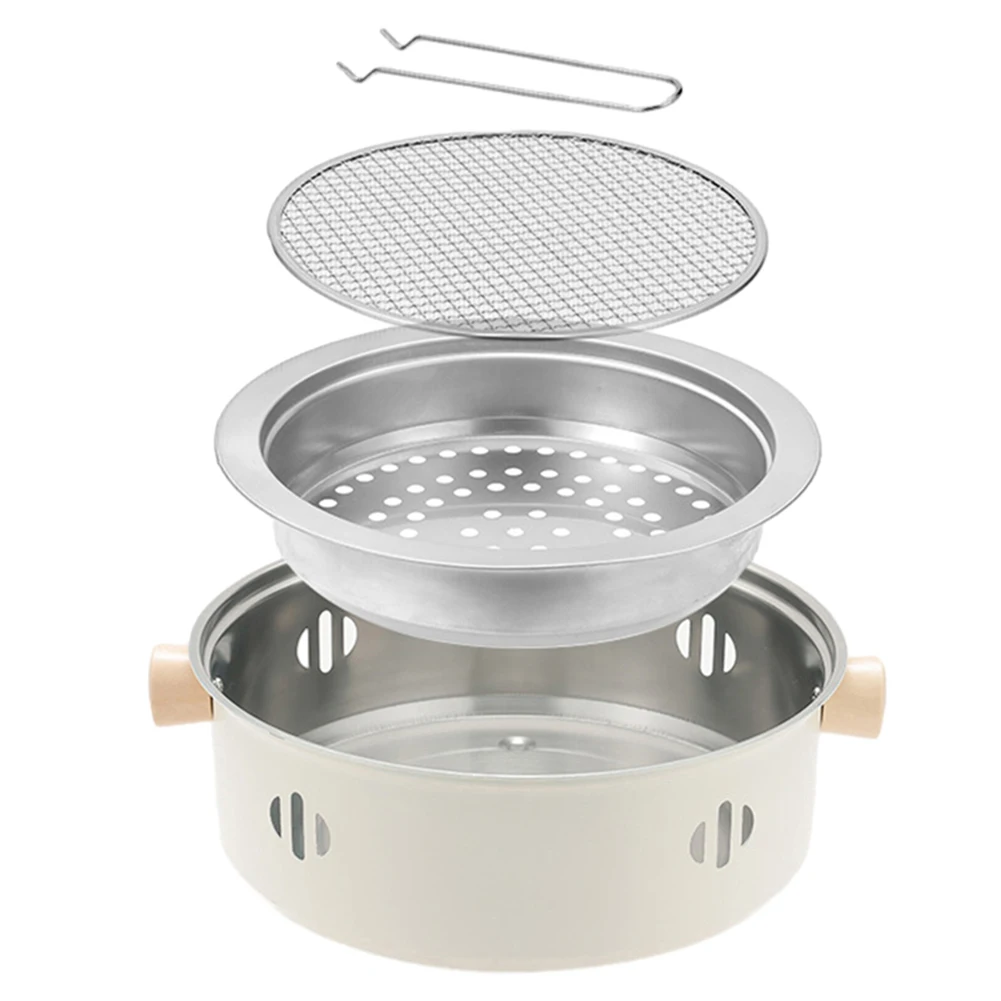 Kömürlü Barbekü Ocak Taşınabilir Kompakt Masaüstü Barbekü Izgarası Izgara Filesi ile Kamp Izgarası Çok Fonksiyonlu Açık Hava Bahçe Veranda İçin