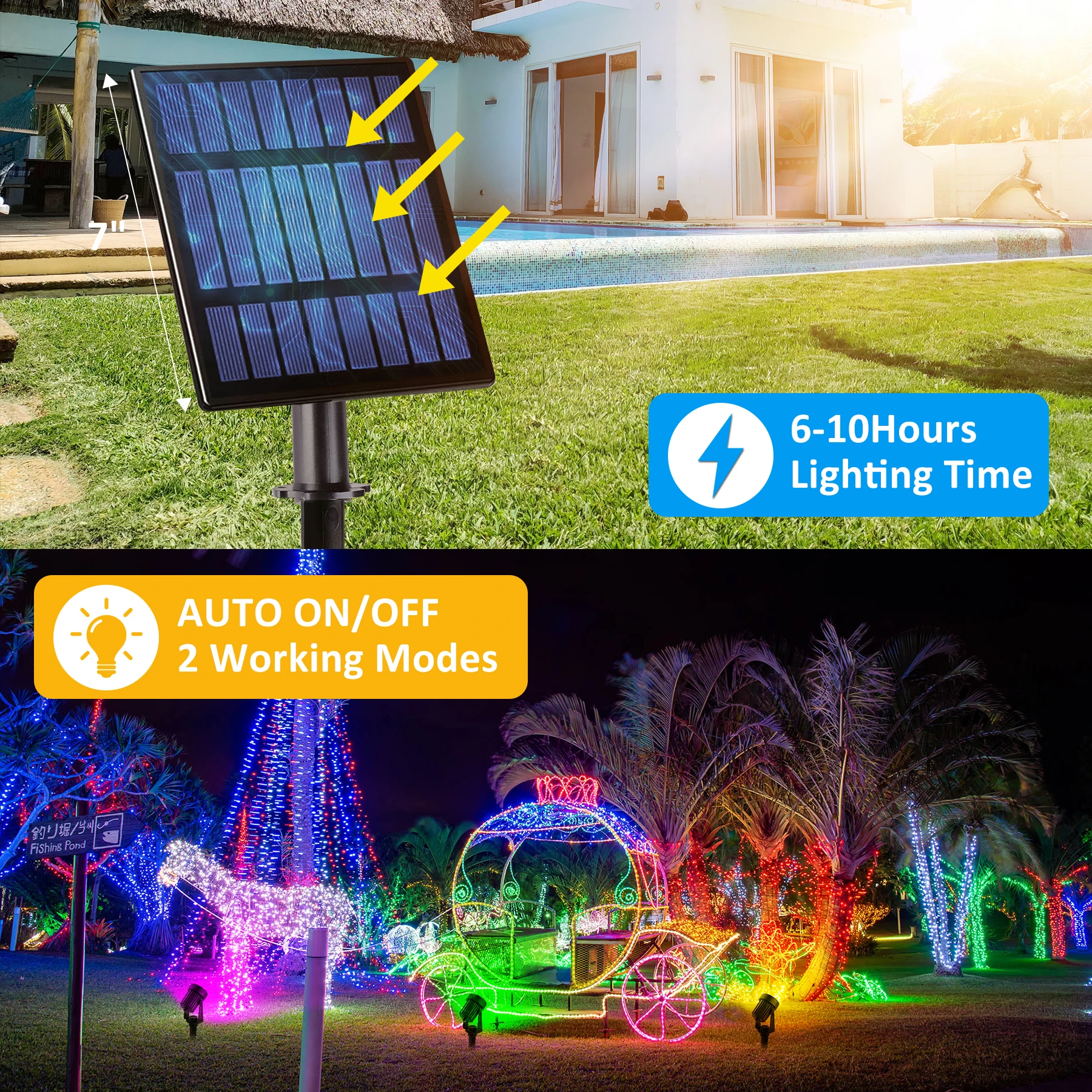 Solar Outdoor Light Landscape Garden Decoration RGB Wall Lamp IP65 Waterproof Pathway Solar Powered Spotlight Yard Backyard