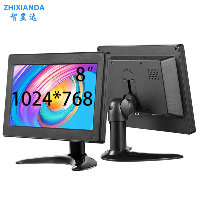 

8 Inch Desktop Monitor 4:3 Screen 1024*768 Computer CCTV LCD Display With HDMI VGA USB Interface For PC Microscope Home Security