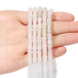 Premium Redstone Bamboo Joint Shape Natural Stone Beads - 12x5mm Loose Beads for Jewelry Making and DIY Accessories (Ice jade)