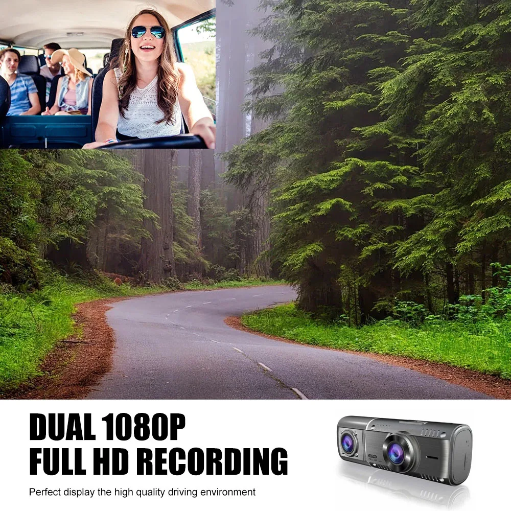 Dual 1080P Dash Cam Front And Inside HDR Night Vision Car Camera Driving Recorder 310° Wide Angle Loop Recording Parking Monitor yi smart dash camera