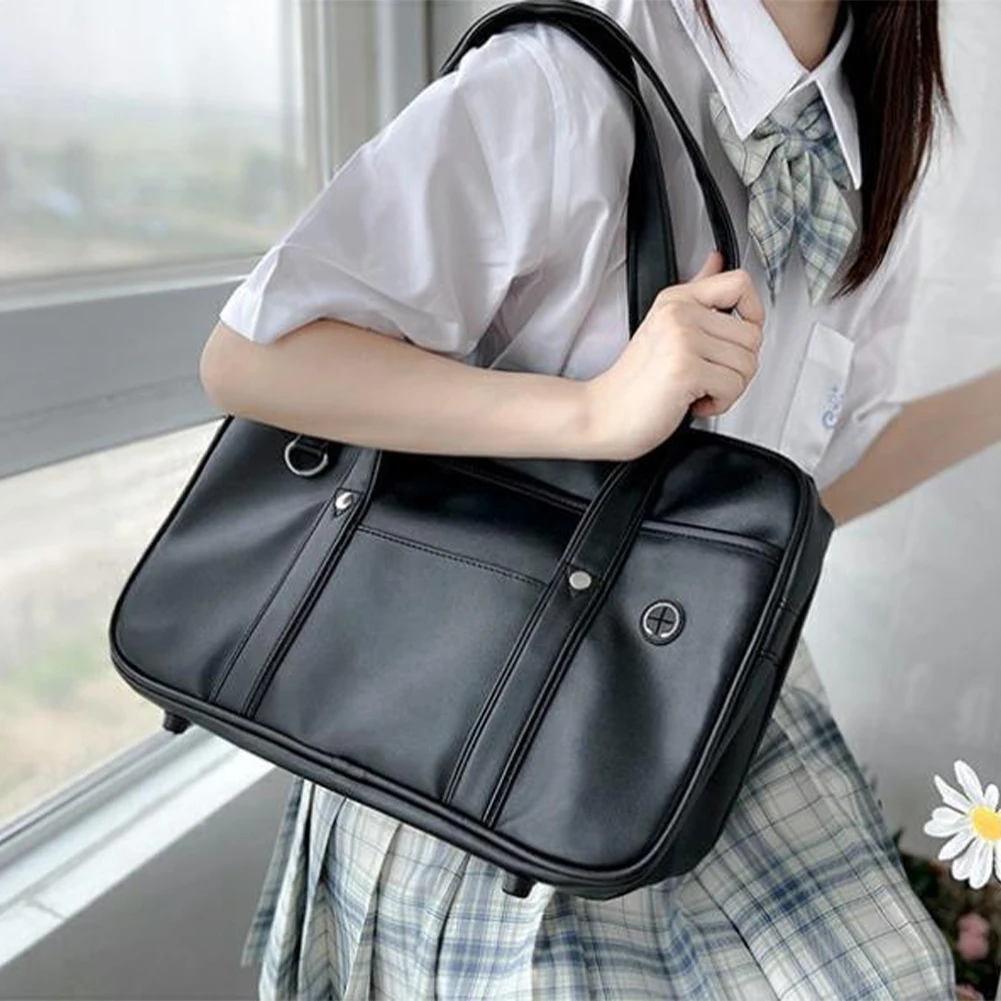 Japanese Casual PU Shoulder Bag Stylish Japanese Tote Bag Leather Cute Tote Bag for Commuting and Cosplay