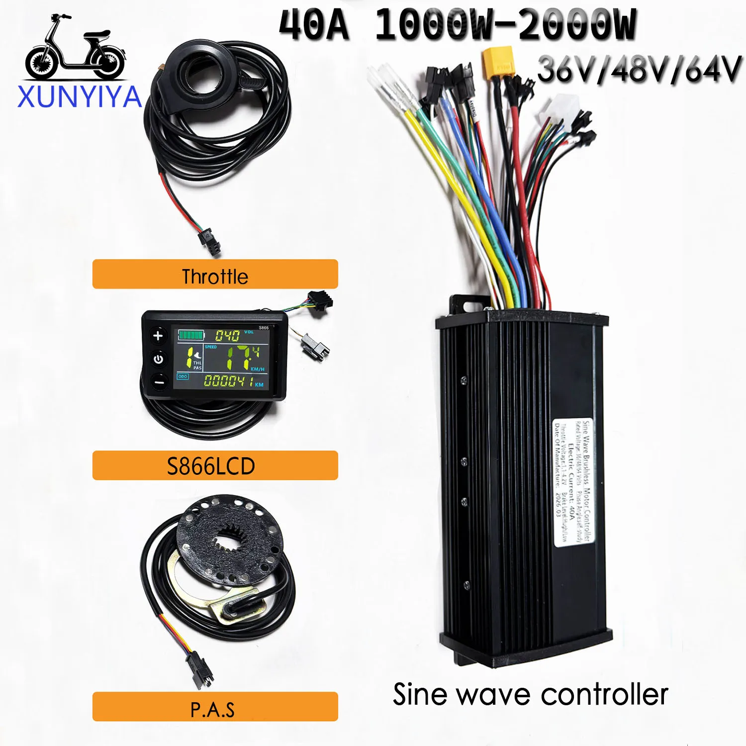 40A 1000W-2000W 사인파 브러시리스 모터 컨트롤러 36V 48V 64V S866..