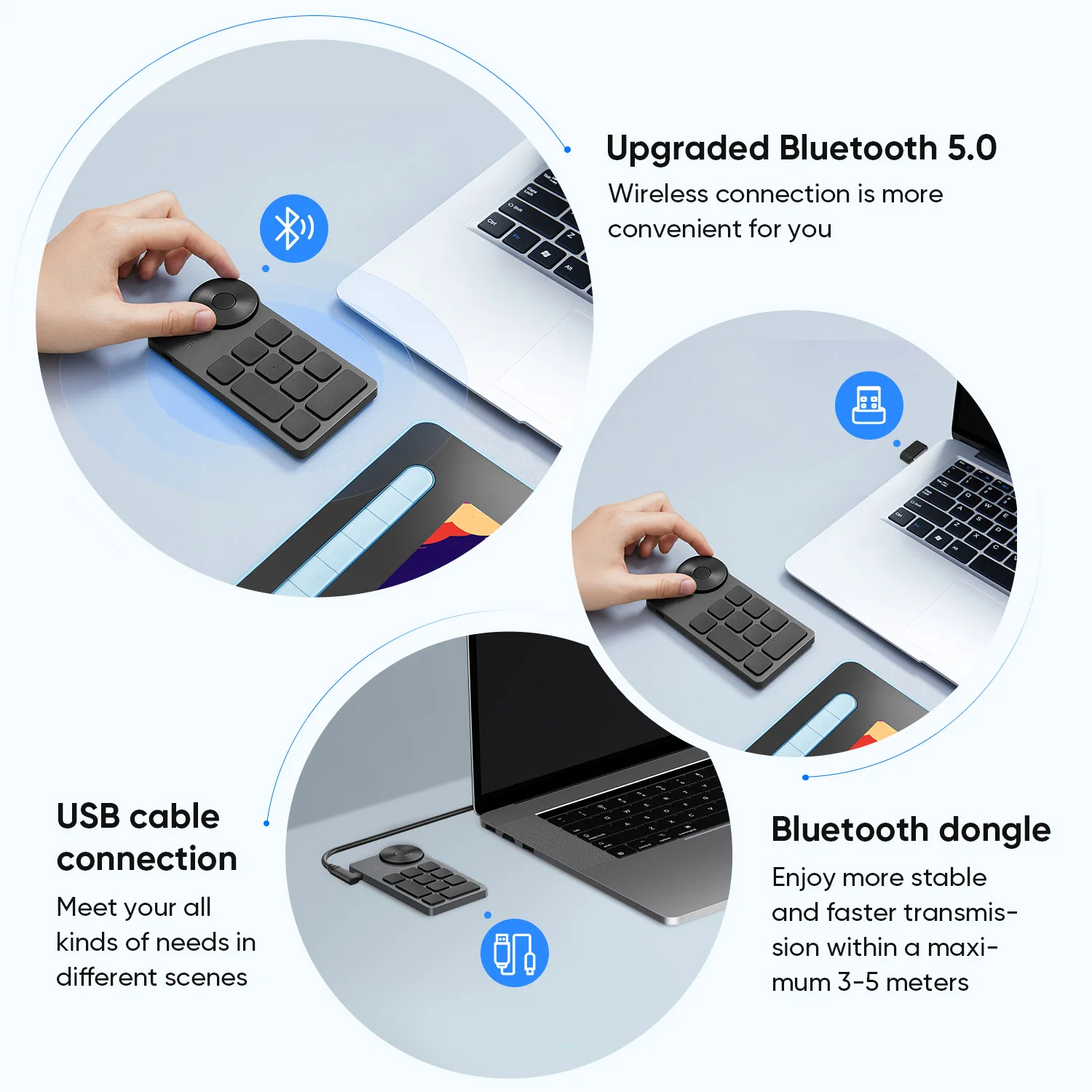 XPPen ACK05 Portable Wireless Shortcut Remote with 10 Custom Keys 1 Physical Dial 1000mAh Battery Support Bluetooth Connection 6
