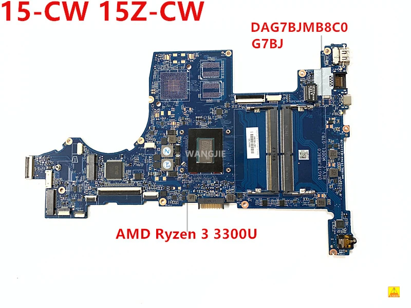 Dag7bjmb8c0 g7bj para hp pavillion 15-cw placa-mãe usado TPN-Q210 L46709-001 L46709-501 L46709-601 com amd ryzen 3-3300u cpu