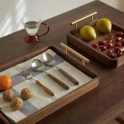 Trays Wood Tray with Handles Vintage for Food Rectangular Fruit Plate Modern Home Decor Kitchen Solid Wood Tea Set Storage Trays
