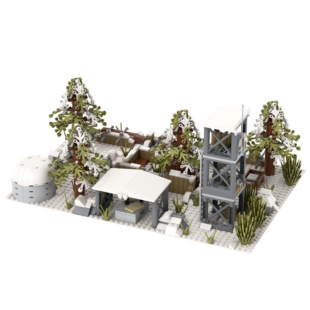 MOOXI Military Battlefield Set MOC Bricks WW2 Snowfield Jungle Wars Scene Compatible Action Figures Building Blocks Toys MOC5077