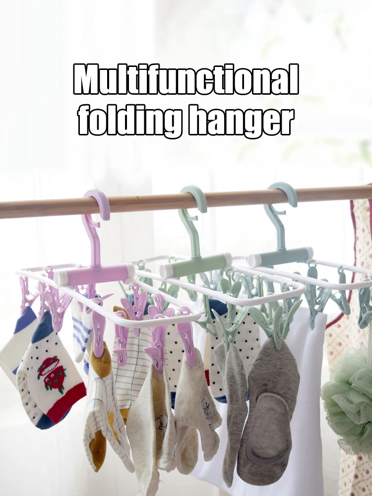 Description Picture 2 of item1PC Folding Sock Clip 12 Jacket Rack Foldable Portable Drying Rack Home Underwear Socks Bedroom Storage