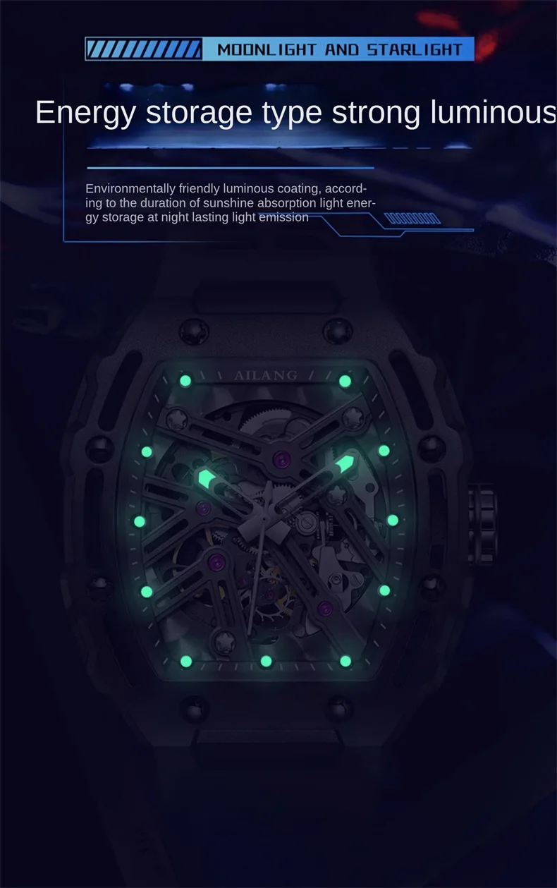 AILANG Nuovo orologio da polso sportivo meccanico scheletrato in acciaio inossidabile, orologio automatico impermeabile, orologi da uomo di marca superiore, Reloj Hombre_voghion.com