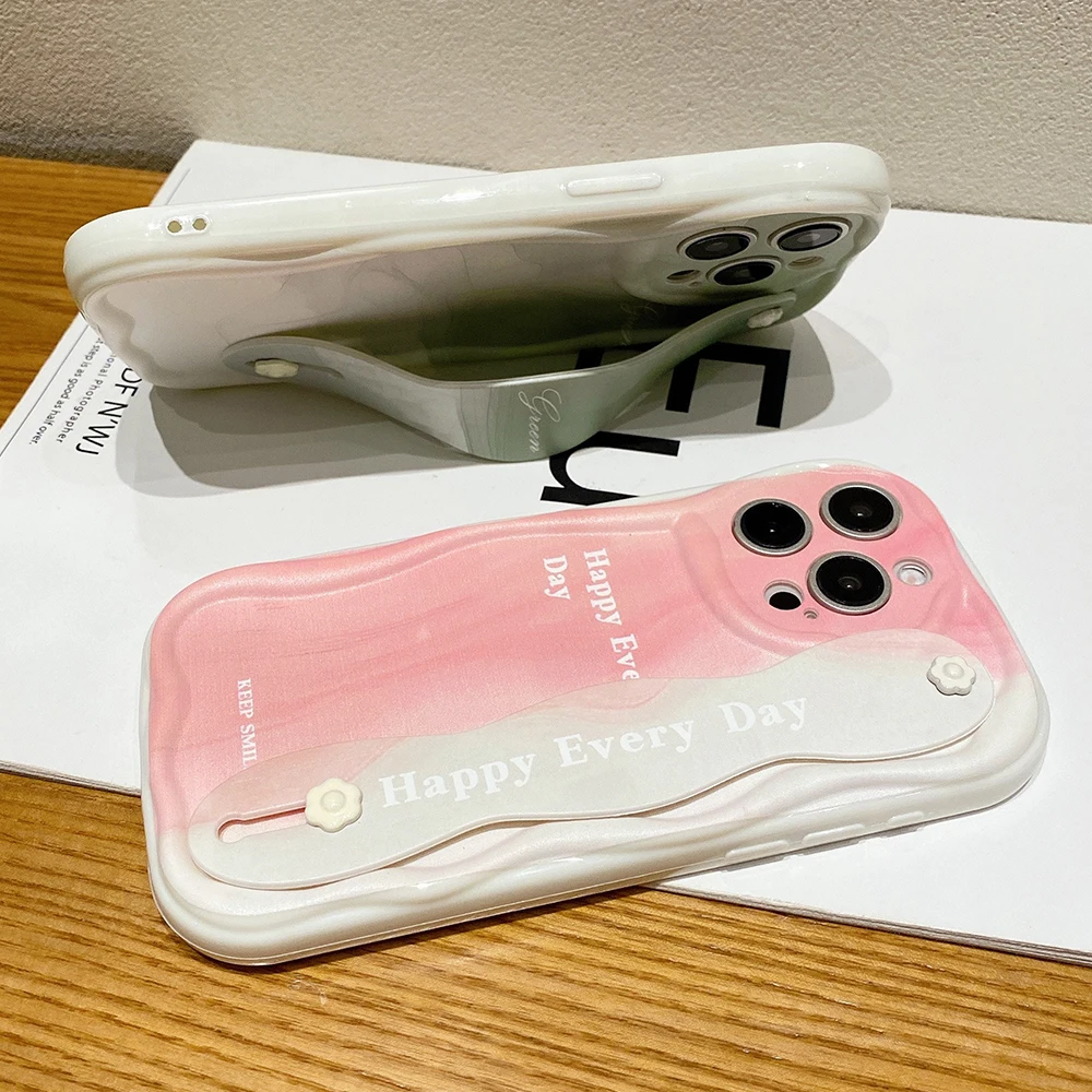 Gradient Wrist Strap Phone Holder Case
