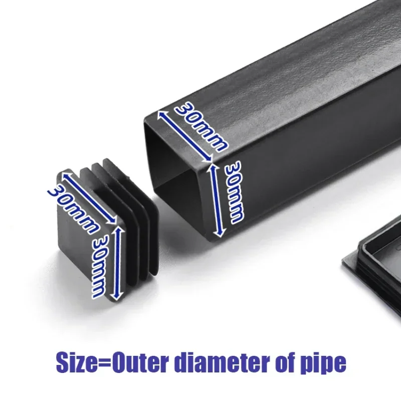 Square Plastic Black Blanking End Caps Furniture Leg Tube Pipe Inserts Plugs Bung Decorative Dust Cover 13x13mm-100x100mm furniture leg caps