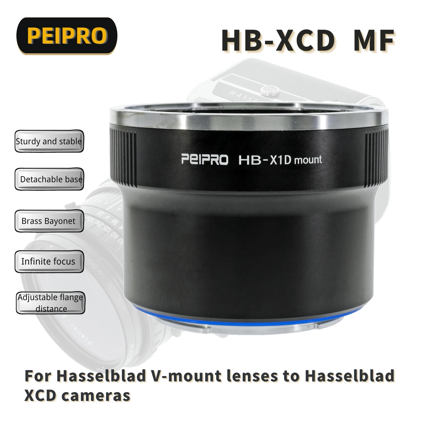 Convertitore Adattatore Per Obiettivo Peipro Hb-Xcd Per Obiettivo Hasselblad V Per Fotocamere Con Montaggio Hasselblad X2D/X1D/X1D Ii/907