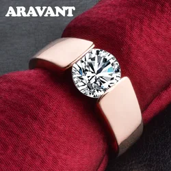 Elegant 925 Silver Zircon Ring for Women - Fashion Jewelry Gift (Rose Gold)