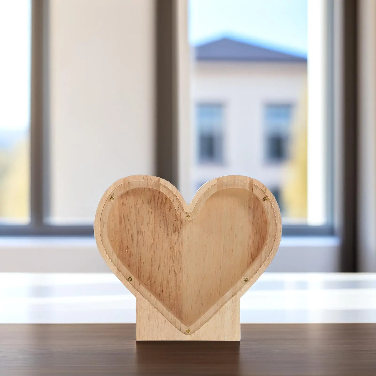 Love Piggy Bank Kids Beautiful Banks Coin Jar for Adults Letter Heart Change Wood Saver Luxury Wooden Room Decor 4