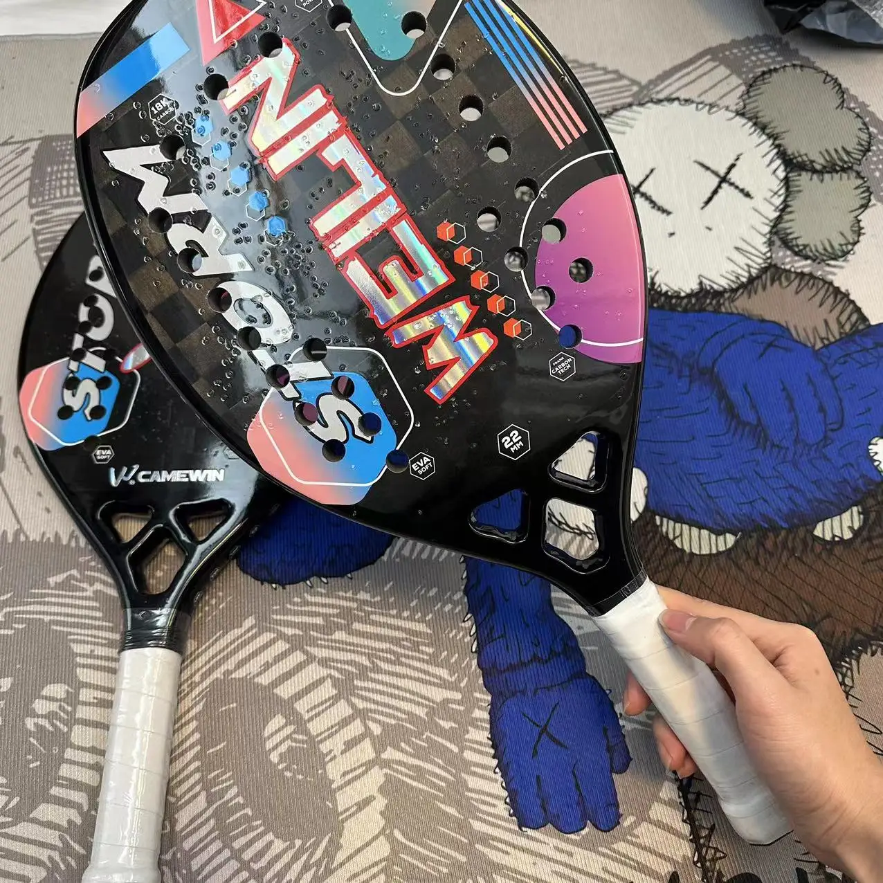 2023 new original camewin18k super soft eva carbon fiber beach tennis racket with bag