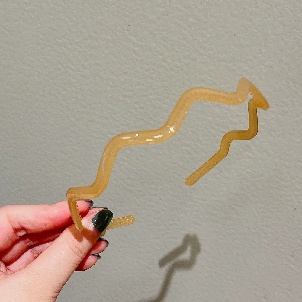 Korean Resin Head Hoop Girls Summer Simple Wash Face Headwear Headbands Wave Shaped Solid Color Hair Band Bezel Hair Accessories