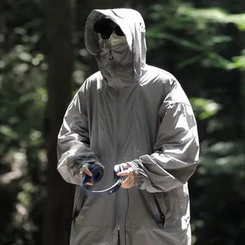 Men's Casual Ultra Lightweight Jacket Full Zip Anorak Hoodie Jackets Sunscreen Clothing Loose Windproof Windbreaker Trench Coats 1