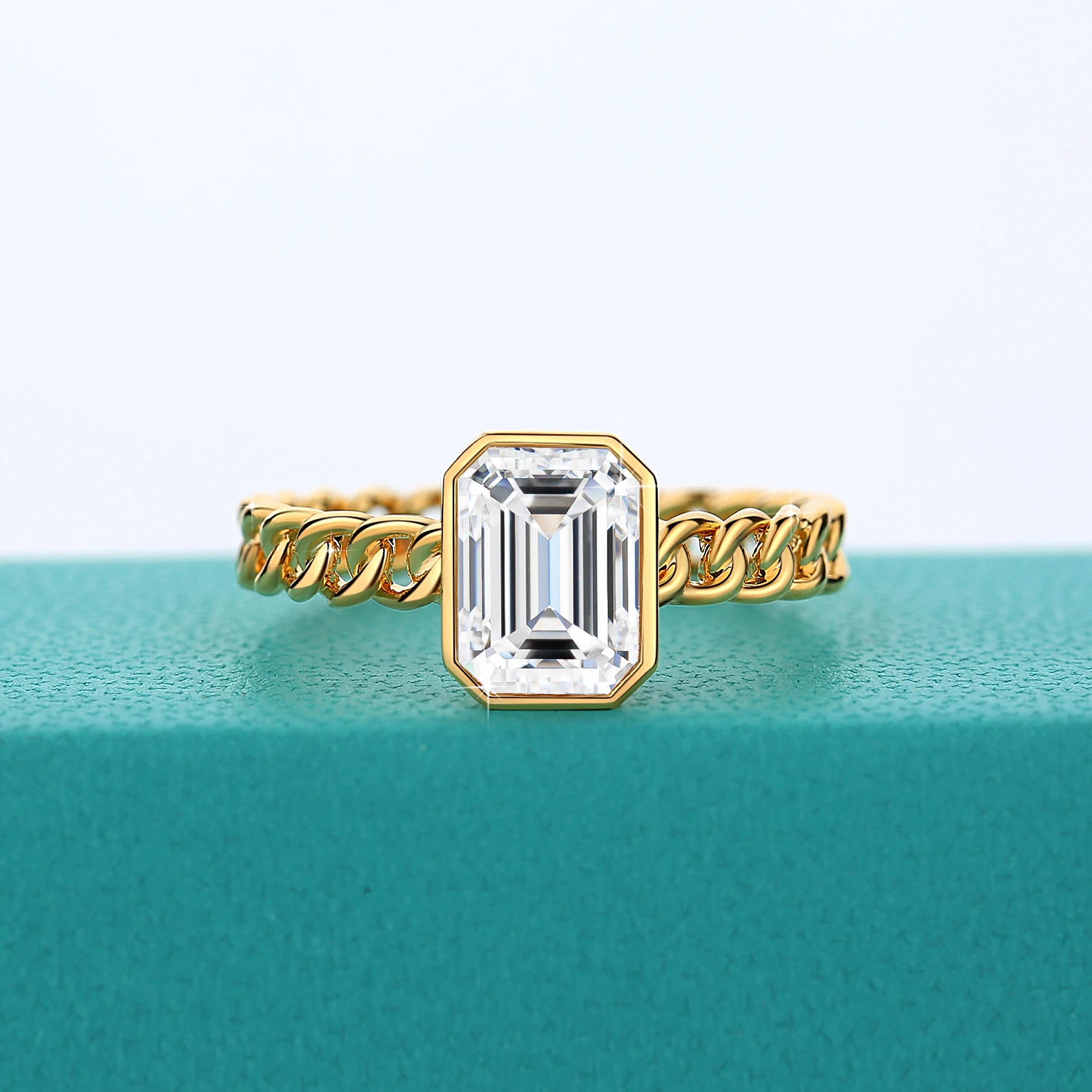 100% Real 14k Gold Diamond Ring Emerald Moissanite 2ct 6*8mm Luxury Designer AU585 K Gold Wedding Jewelry For Women High Quality 6