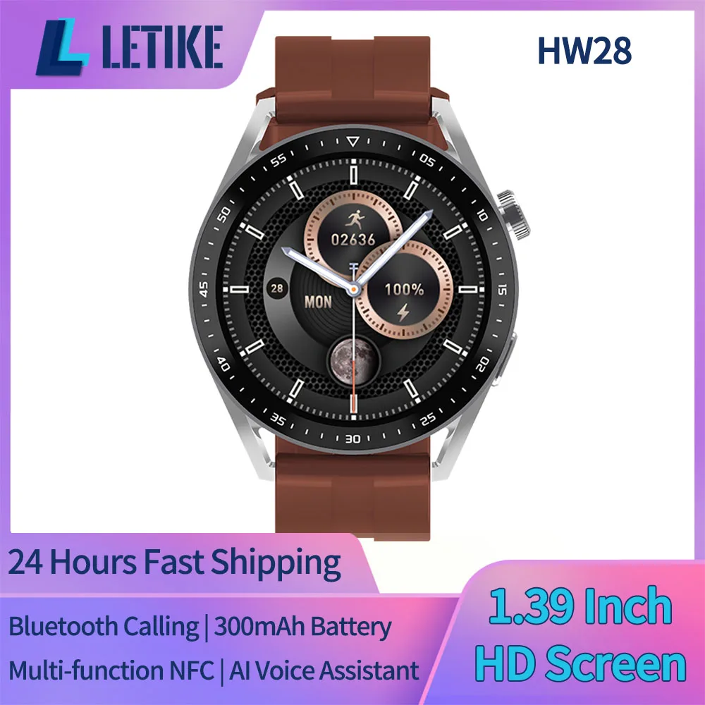 Смарт-часы LETIKE HW28 мужские с поддержкой Bluetooth пульсометром и голосовым помощником