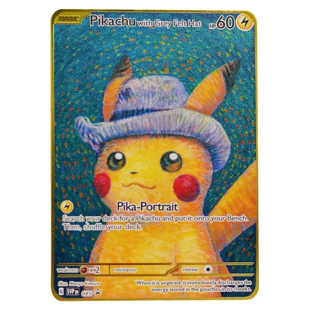 thumbnail image 1 of Metal Card Metal Pokémon Letters Mimikyu Pikachu Vmax Charizard Genga Anime Games Gift Gold Iron Playing Cards Kids Toys, 1 of 5
