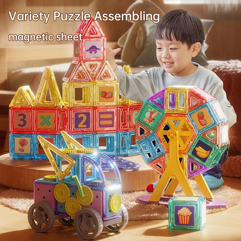 Children's Magnetic Building Blocks DIY Large-size Magnet Toys Parent-child Interactive Education Construction Gift Set magnetic building blocks,magnetic assembly toy,magnetic alphabet toys