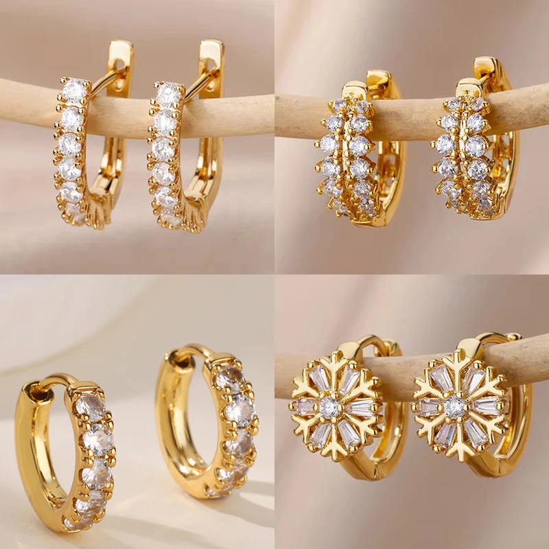 Cubic Zirconia U Shape Stud Earrings For Women