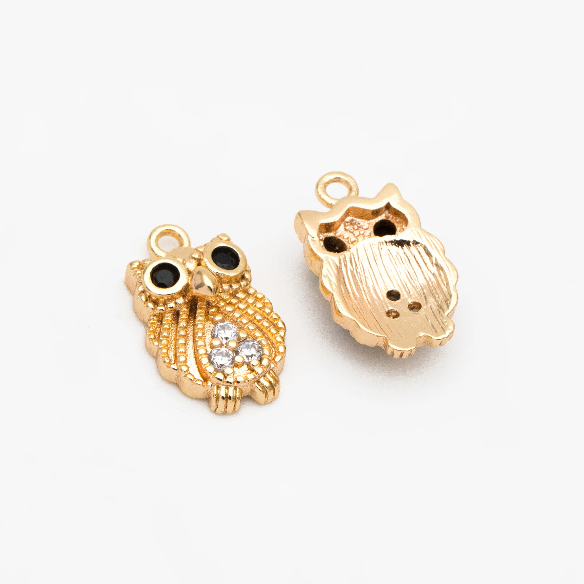 

4pcs CZ Pave Owl Charms 13x8mm, Gold Plated Brass Bird Pendants For Jewelry Making Diy Accessories Supplies (GB-3584)