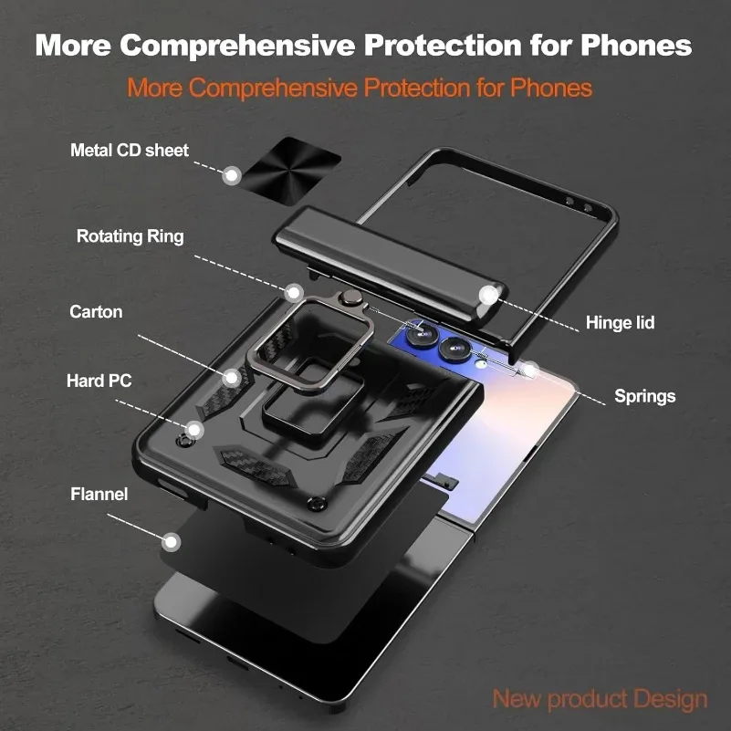 Heavy Duty 360° Rotating Ring Holder Case with Magnetic Hinge Protection