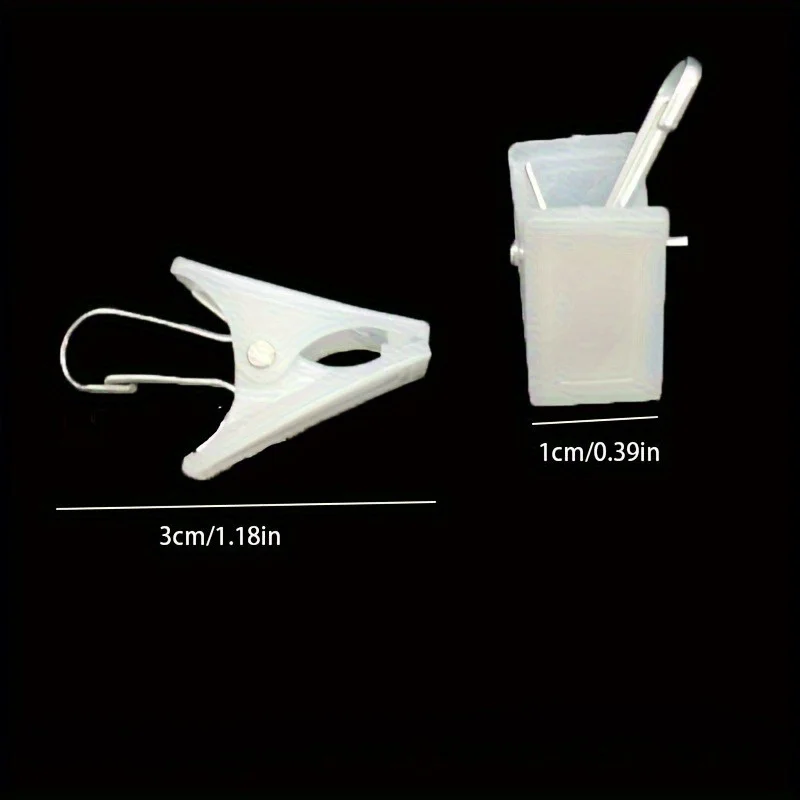 50pcs White Plastic Clips for Curtains & Underwear - Strong Grip Snap Fasteners, Bedding Accessories