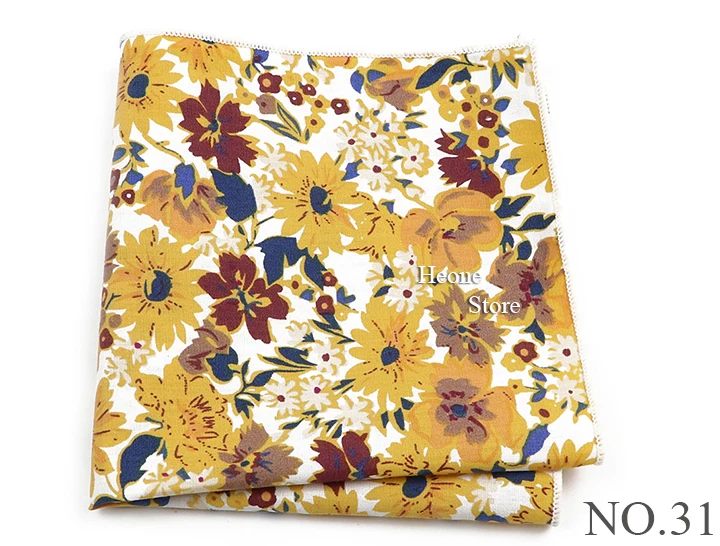 Neu gestaltete Blumen druck Hankerchief Baumwolle grün gelb blau Taschen tücher für Männer Frauen Hochzeits feier Abendessen Zubehör Geschenk – Detail 32